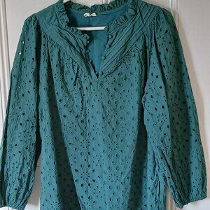 Pretty Garden Green eyelet blouse xxl worn  twice--good condition XXL